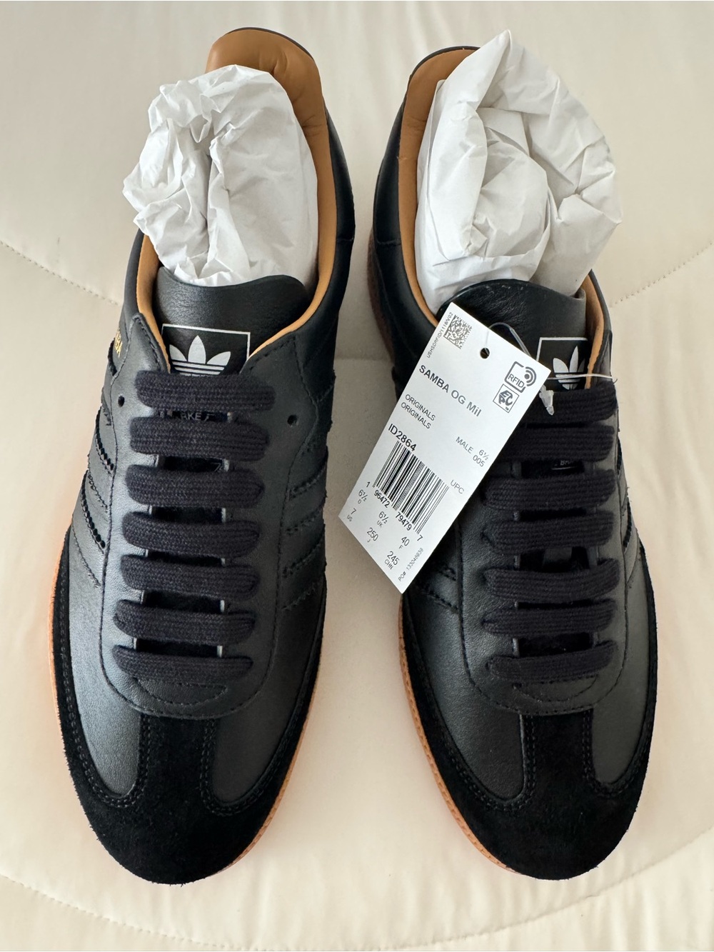 adidas Samba OG Women’s Black Leather & Suede Sneakers - Made in Italy. RARE.